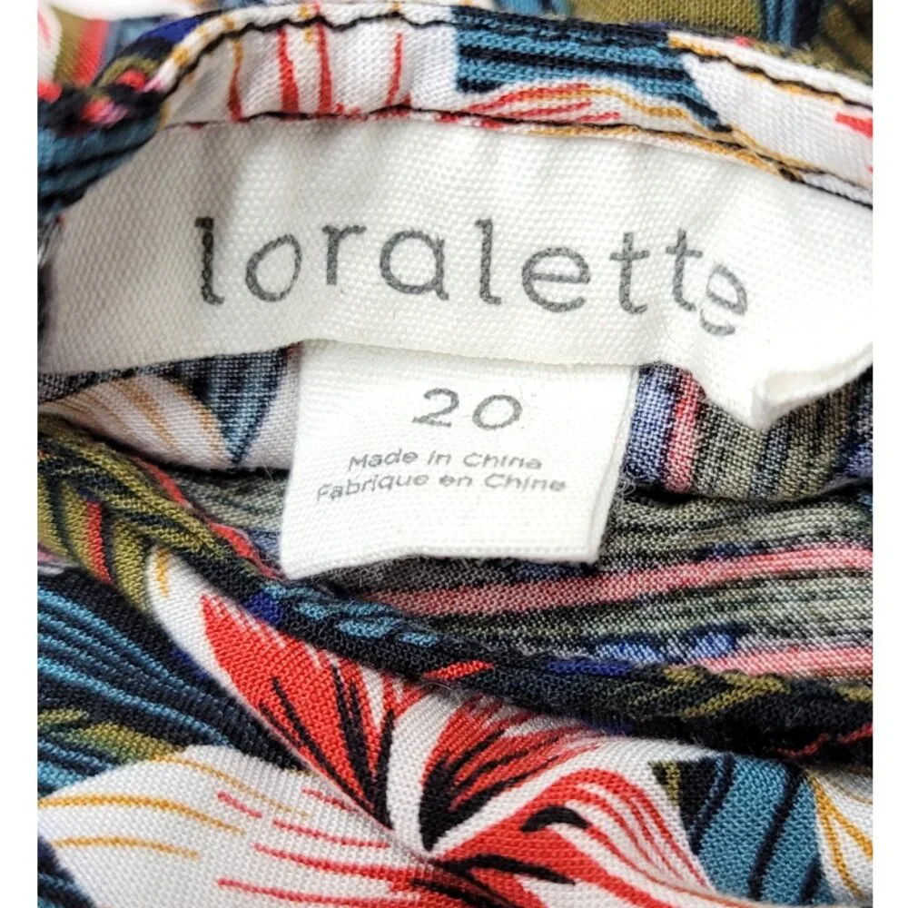 Loralette Floral Palm Tiered Flutter Sleeve Dress 20